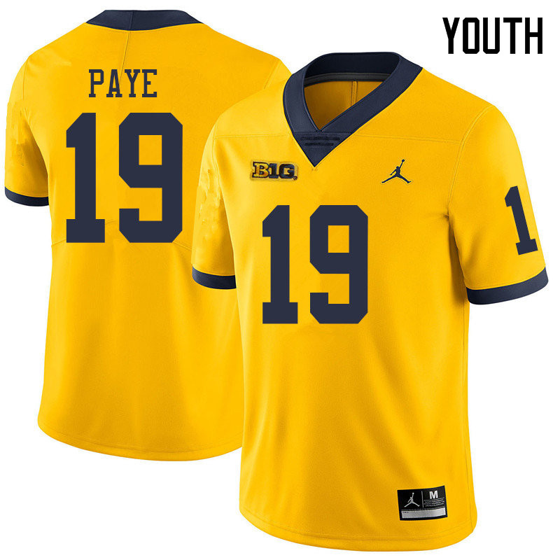 Jordan Brand Youth #19 Kwity Paye Michigan Wolverines College Football Jerseys Sale-Yellow